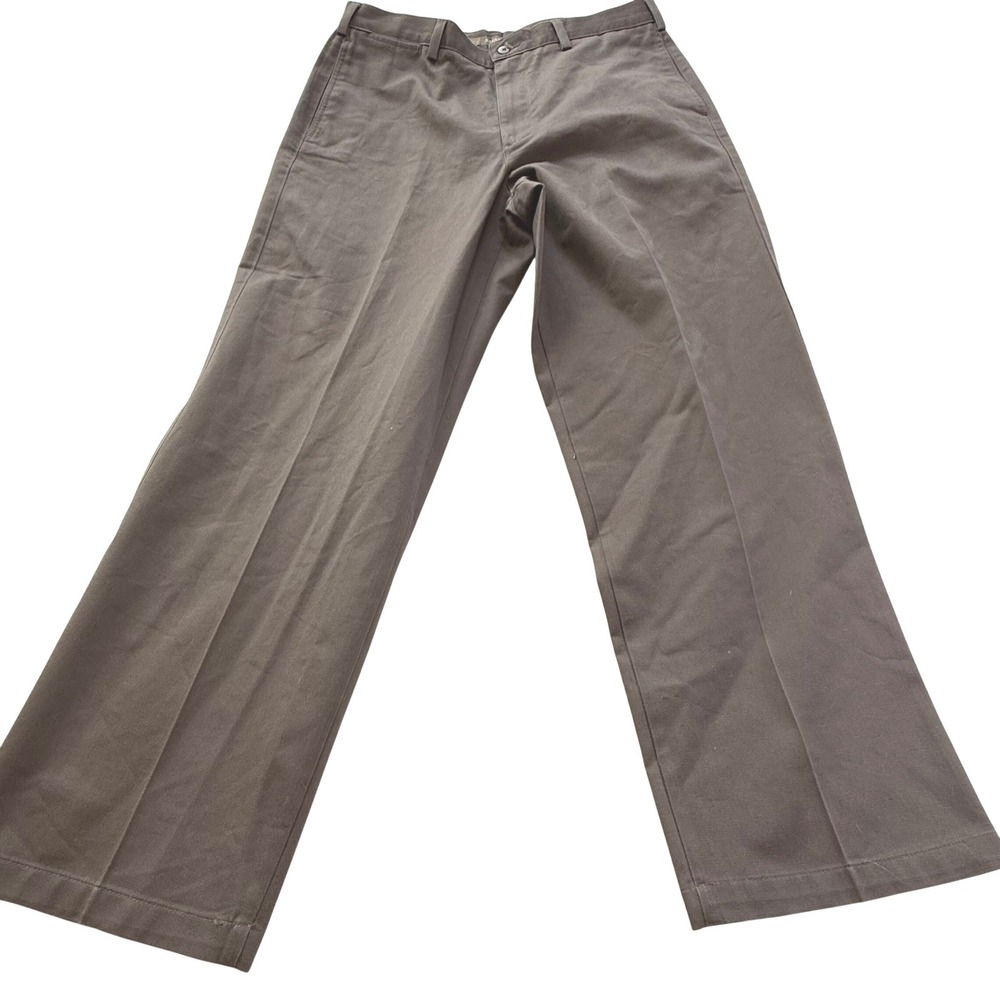 Vintage Savane Pants Mens 34X29 Brown Khaki Flat Front Pocket Chino Preppy